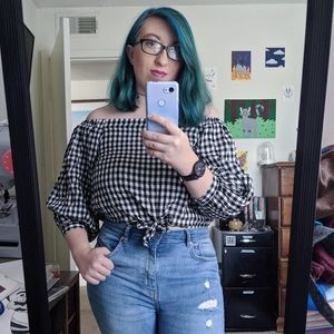 Gingham Off the Shoulder Too